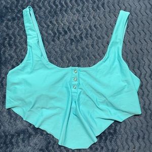 No Boundaries Blue Button Bikini Top